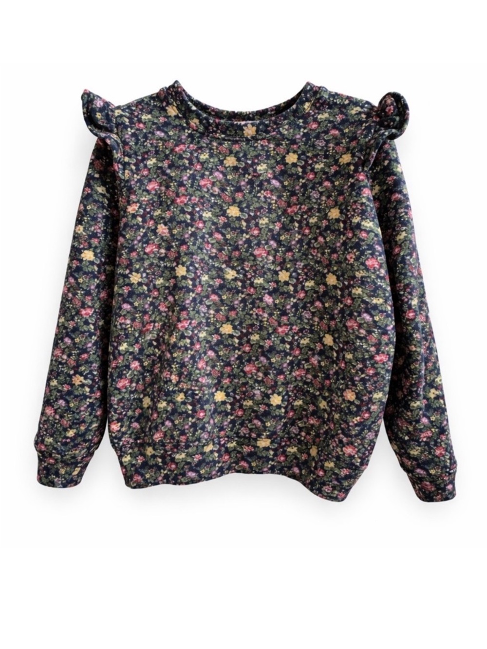 Ralph Lauren Polo Girls Floral Fleece Sweatshirt 6X Ruffle Detail